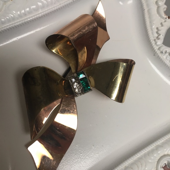 1940s Taylord Signed Ribbon Bow Brooch - Picture 3 of 7